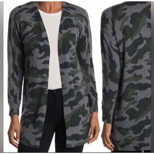 Magaschoni Women's Olive Camouflage Open Front Cardigan Size Small NWT
